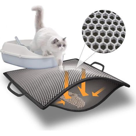 Katzenstreumatte, doppellagiges Wabendesign, wasserdicht und rutschfest, für Zuhause (1/5)