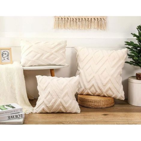Housse De Coussin - 50x50 Cm - Motif Carreaux - Style Bohème - Lot De 2 (1/4)