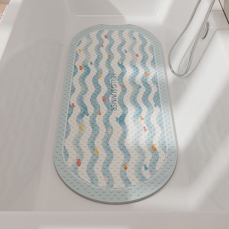 Tapis de bain antidérapant 40x100cm en PVC pour baignoire douche sécurité enfant, adhérence 3D (1/4)