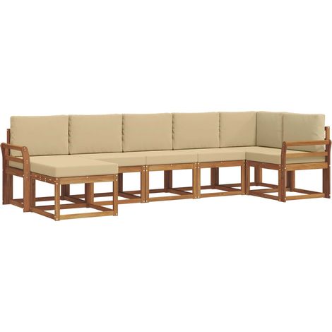 Outdoor Sofa Set with Cushion 7 pcs Natural and Beige vidaXL (1/5)