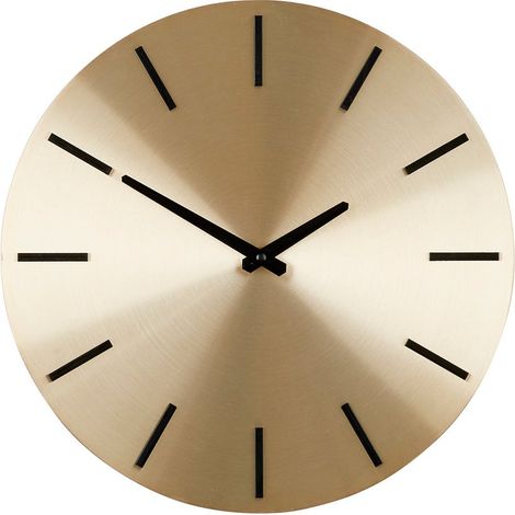 Horloge murale ronde en aluminium doré avec aiguilles noires Ø 35,5 cm - PANGIVO (1/4)