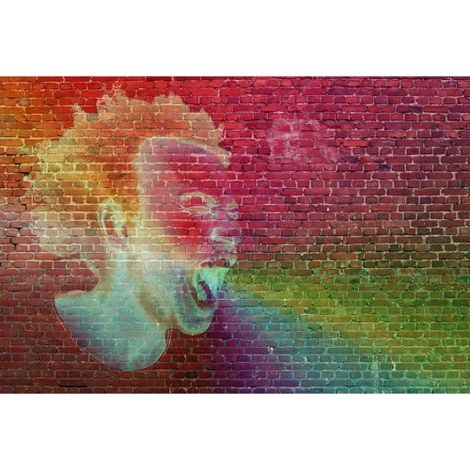 Papier peint panoramique brique multicolore Tapisserie panoramique graffitti chambre ado Papier peint panoramique street art motif homme qui crie (1/3)