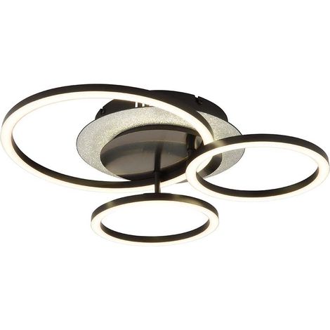 Plafonnier, lampe de salon, noir mat, LED, réglable, rétroéclairage, L 46 cm