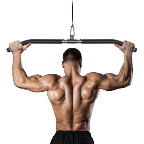 Barre Tirage Musculation, Triceps Biceps Barre de Tirage Musculation Dos en Acier Noir, Prise Large Barre pour Poulie Musculation Appareil Accessoire Sport à Maison (1/5)
