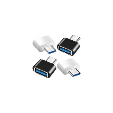 Adaptateur USB C vers USB – Lot de 4 – USB 3.0 OTG – Compatible MacBook Pro, Samsung Galaxy, téléphones Type-C – 2 noirs et 2 blancs (1/5)