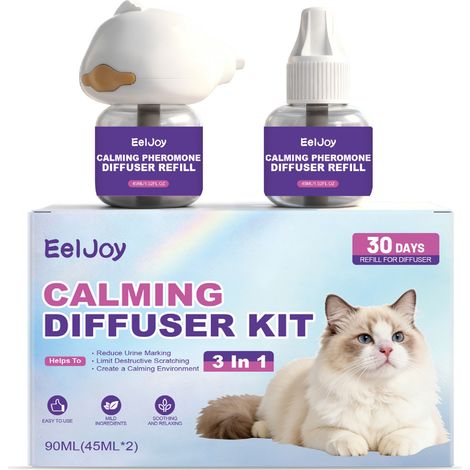 Régulateur d'humeur pour chattes en chaleurs – 2 flacons de 45 ml + 1 chauffe-chat (1/5)