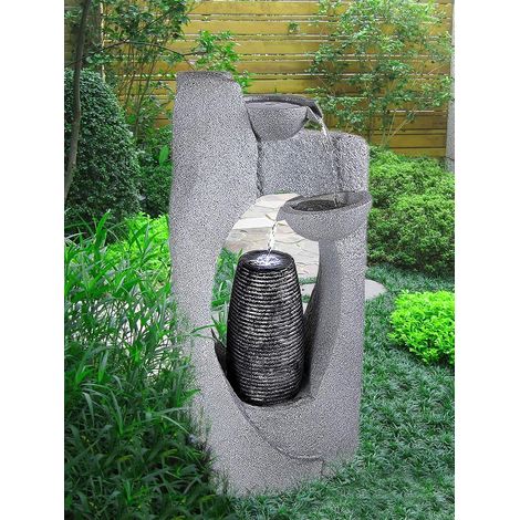 Köhko Springbrunnen Kanne mit LED-Beleuchtung Wasserspiele für Outdoor + Indoor Gartenbrunnen Zimmerbrunnen 16002
