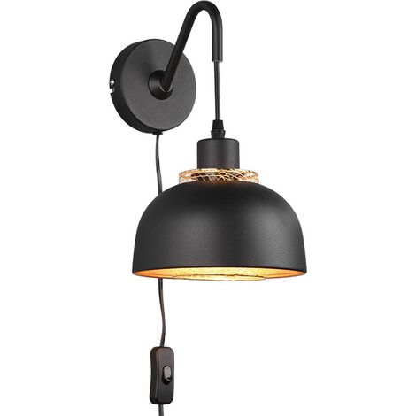 PUNCH APPLIQUE IN METALLO NERO E ORO H. 30CM 1 LUCE ATTACCO E27 (1/5)