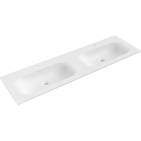 Mexen Vela lavabo empotrado en encimera doble 161 x 46,5 cm, blanco mate - 25231601D (1/3)
