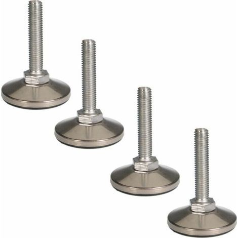 4 Pieds Réglables en Acier Inoxydable M10 × 50 mm – Vis de Réglage, Poussoir et Butée pour Meubles, Étagères et Machines (1/5)