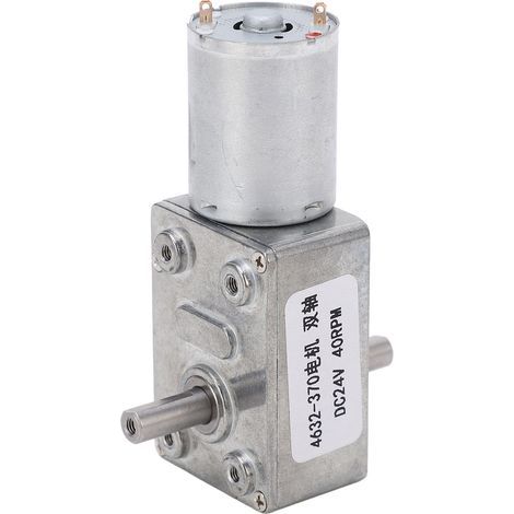 Gleichstrom-Getriebemotor, Doppelwelle, Drehrichtung einstellbar, quadratische Turbine, Schneckengetriebe, Drehzahlreduzierung, 24 V DC, 40 U/min (1/5)