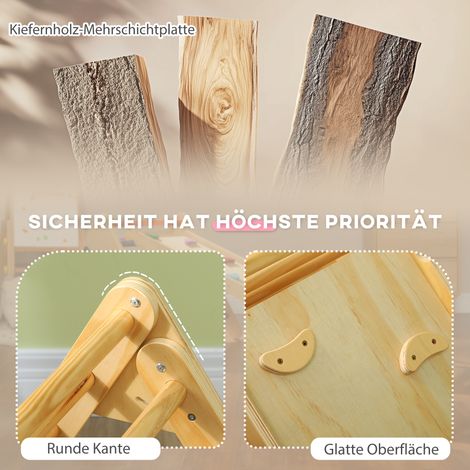 Set d'escalade en bois pour enfants, avec échelle triangulaire et rampe double face, pour enfants de 18 à 48 mois (1/5)