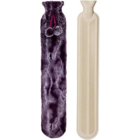 Bouillotte Chauffante - - 2L - Violet - Housse en fausse fourrure - Grande taille 72 cm (1/4)