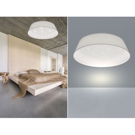 LED Deckenleuchte mit Sternenhimmel und Stofflampenschirm in Weiß, Ø 45cm (1/5)