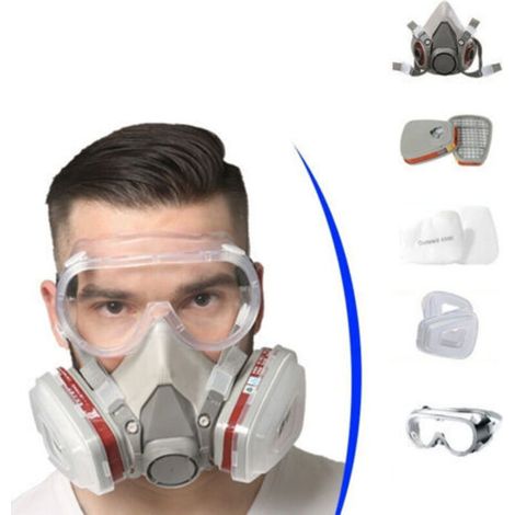 6200 Masque de Protection Respiratoire Réutilisable, Anti poussière, Anti gaz avec Filtres et Lunettes de Protection pour Peinture, Travaux, Bricolage, Ponçage (1/2)