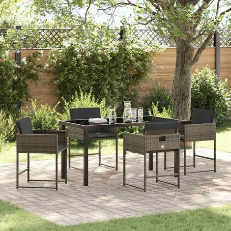 Garden Dining Set 5 pcs Grey Poly Rattan vidaXL (1/5)