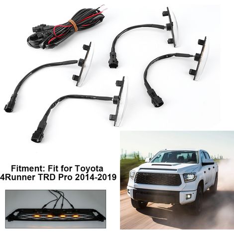 Scheinwerfergitter (4-teilig) für Toyota 4Runner TRD Pro 2014–2019, weißes Gehäuse, weißes Licht (1/5)