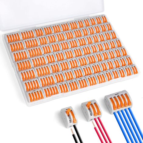 84PCS Compact Wire Connectors, Quick Electrical Connector, Automatic Lever-Nut Connection Terminals for 28-12 AWG Inline Circuit PA/PC Fireproof (1/5)