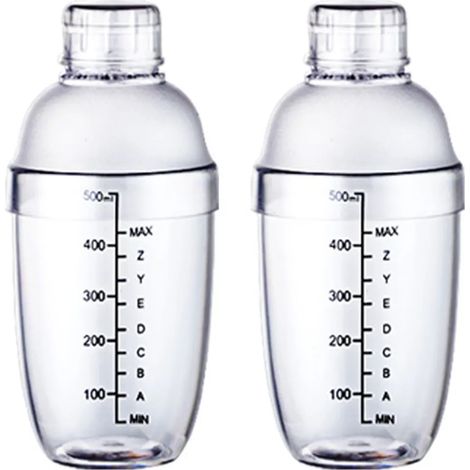 Plastic Cocktail Shaker,Drink Mixer Tea Shaker,Professional Bar Tools Set,Verbesserte zweifarbige doppelseitige Skala,530 ml