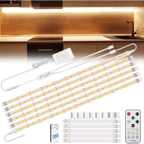 Ruban 180 LEDs 2700k Blanc Chaud 3 m, 12V avec Télécommande et Prise, Kit D'éclairage à Intensité Variable sous Armoire pour Meubles, Escalier, Placard, Cuisine, étagère (1/5)