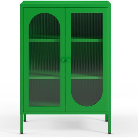 Buffet 2 portes en métal vert électrique 70 cm - Ysia