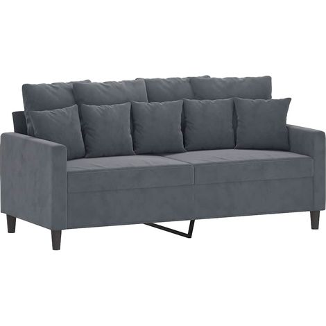 Canapé Sofa à 2 places Gris foncé 140 cm Velours (1/5)
