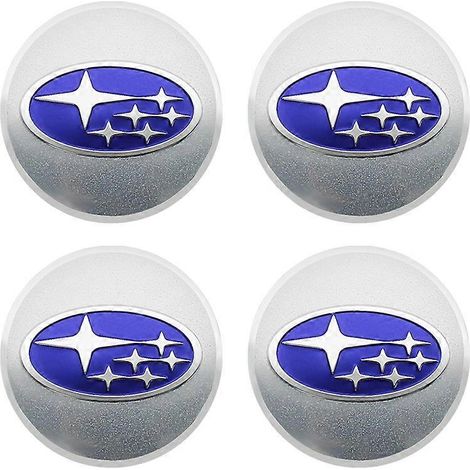 4 Stück 56 mm Radnaben-Mittelkappen-Aufkleber Felgenabdeckung Auto-Emblem Styling für Subaru STI Impreza Forester XV Tribeca (blau)