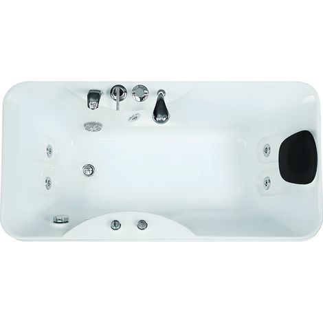 Vente-Unique – Baignoire balnéo 150 x 75 x 54,5 cm – 1 place – Angle gauche – 140 L – Acrylique – Fonction bulles – 6 jets massants (1/4)