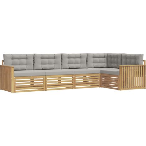 Set di divani da esterno 5 pz 5-Posti Bianco e Grigio Chiaro vidaXL (1/5)