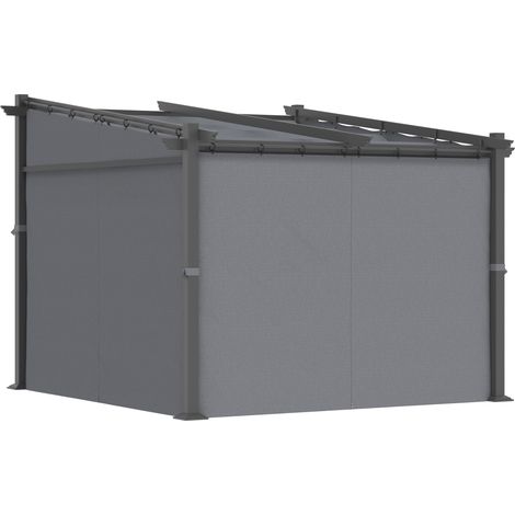 Pergola avec matériel de fixation, toit extensible, 2,97 m x 2,95 m x 2,3 m, gris foncé (1/5)