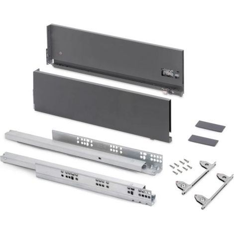 Emuca Cajón exterior Vertex con regulación 3D de altura 178mm, 40kg, profundidad 550mm, Acero, Gris antracita -