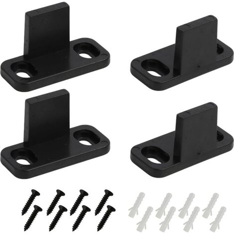 4-teiliges Set Schiebetürführungen, Bodenführungen für Scheunentüren, Schiebetürschienen, bodenmontierte Bodenführungen, schwarze Taschenschiebetürführungen, kompatibel mit Holzschiebetüren