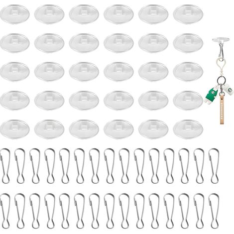 Selbstklebende Deckenhaken, transparent, kein Bohren erforderlich Wandmontage, kein Bohren erforderlich Packung mit 30 selbstklebenden Wandhaken mit 30 Clips zum Aufhängen von Weihnachtsdekorationen, 