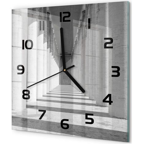 Horloge Murale Carrée Chambre Bureau Verre Silencieuse Design Moderne Élégant Couloir 30x30 cm (1/5)