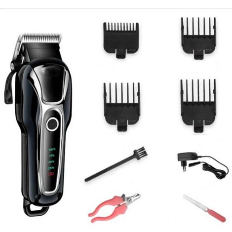 Tondeuse Électrique pour Chien à Poil Long. Kit Professionnel. Faible Bruit. Écran LCD