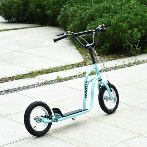 Kinderroller Lenker Verstellbar Scooter Tretroller Cityroller Kinder Roller Kickboard mit Luftreifen 12 Zoll ab 5 Jahre Blau 120 x 58 x 75-80 cm (1/5)