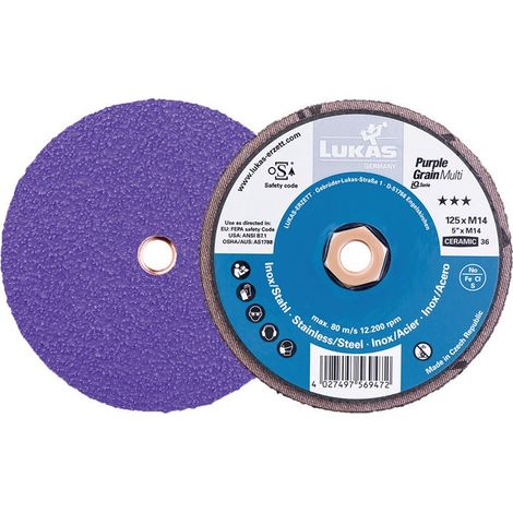 Support pour disque abrasif compact Purple Grain Multi D125 mm granulation 36 dr (Par 10)