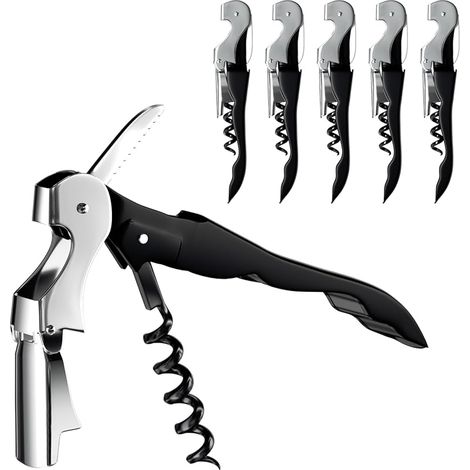 6 Pièces Tire Bouchon Sommelier Limonadier Professionnel Ouvre Bouteille de Bière 3 en 1 Couteaux de Sommelier en Acier Inoxydable avec Décapsuleur et Coupe-Capsule pour Bière,Vin (1/5)