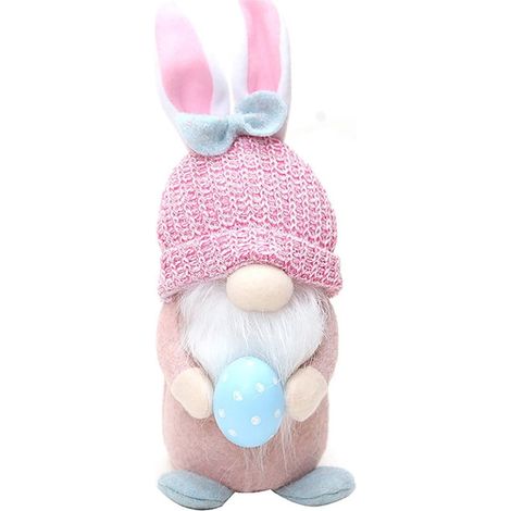 Gnome - Lapin En Peluche - Décoration De Printemps Et De Pâques - Pour Intérieur Et Bureau - 1 Pièce (1/5)