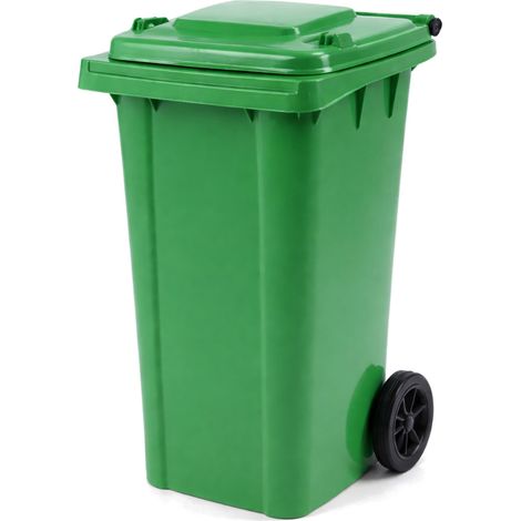 Oypla 240L Green Wheelie Bin for Household Outdoor Garden Waste with Rubber Wheels