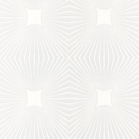 A.S Creation Blown Vinyl White Paintable Embossed Wallpaper Starburst