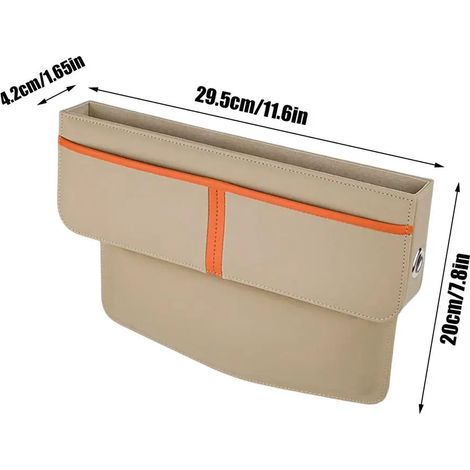 (Beige) Organisateur de rangement pour espace entre les sièges auto, boîte de rangement latérale pour console centrale (1/5)