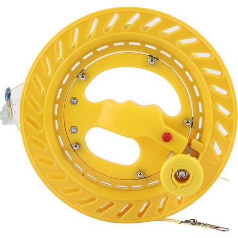 Enrouleur de ficelle de cerf-volant à roue jaune de 20 cm avec 200 m de fil et poignée confortable pour un vol facile (1/5)