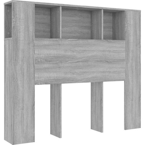 vidaXL Testiera con Scomparti Grigio Sonoma 120x18,5x102,5 cm
