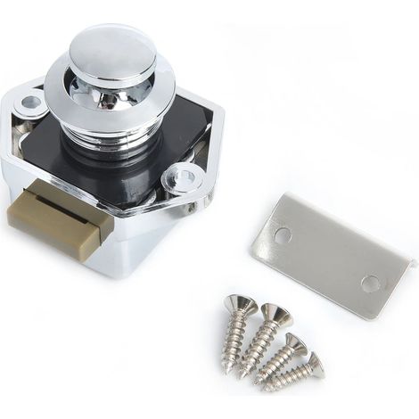 (Chrome brillant) Ensemble de 10 serrures à bouton-poussoir pour camping-car, loquets de tiroir et quincaillerie (1/5)