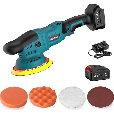 21V Lustreuse Polisseuse Sans Fil (Kit 4 Pièces) – 1 Batterie + 1 Chargeur (10 Cellules), Polisseuse Orbitale Électrique pour Cirage, Nettoyage et Lustrage, Machine à Polir Portative à Vitesse Variabl (1/5)