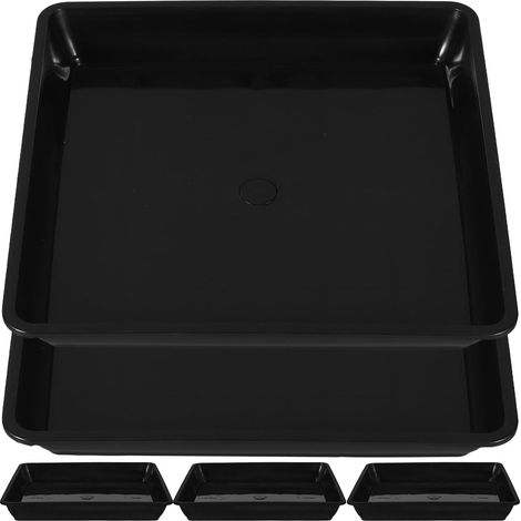 Lot de 5 soucoupes carrées pour pots de fleurs - 45 x 45 cm - En polypropylène - Résistantes à la chaleur - Avec drainage d'eau - Pour plantes d'intérieur et jardin (1/5)