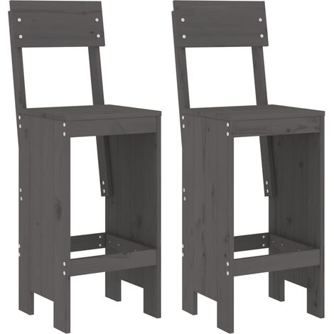 Lot de 2 Tabourets de bar，Chaise haute，Tabouret Haut gris 40x48,5x115,5 cm bois massif de pin CFW49757 (1/5)