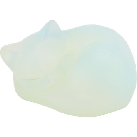 Crystal Sleeping Cat Stone 3.6x3.4x2cm Cute Crystal Cat Statue Office Desk Decoration White Protein (1/5)