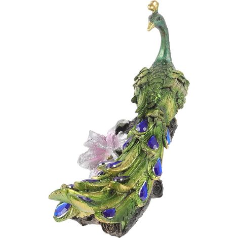 Statue en Résine de Paon Décorative Verte, Ornement de Bureau Créatif et Élégant en Résine, Solide pour Maison et Clubs D'hôtel (1/5)